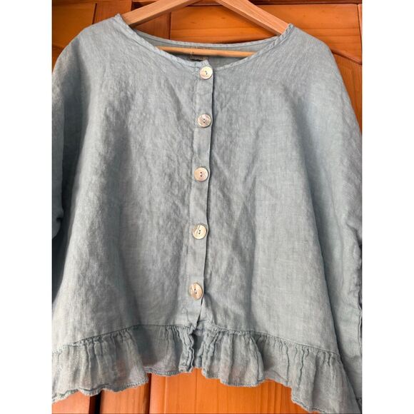 “Made in Italy 100% Linen Vera Tucci One Size Blouse - Picture 6 of 11